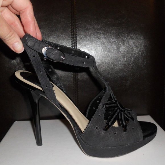 Christian Dior Python Snake Cutout Flower Sandals Heels Shoes - Picture 3 of 11